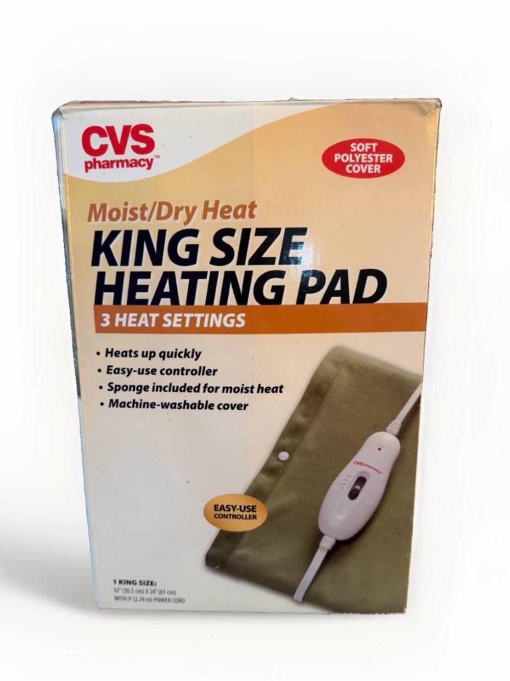 12" x 24" Heating Pad KING SIZE 4 Heat Settings 2 Hour Auto-Shut Off